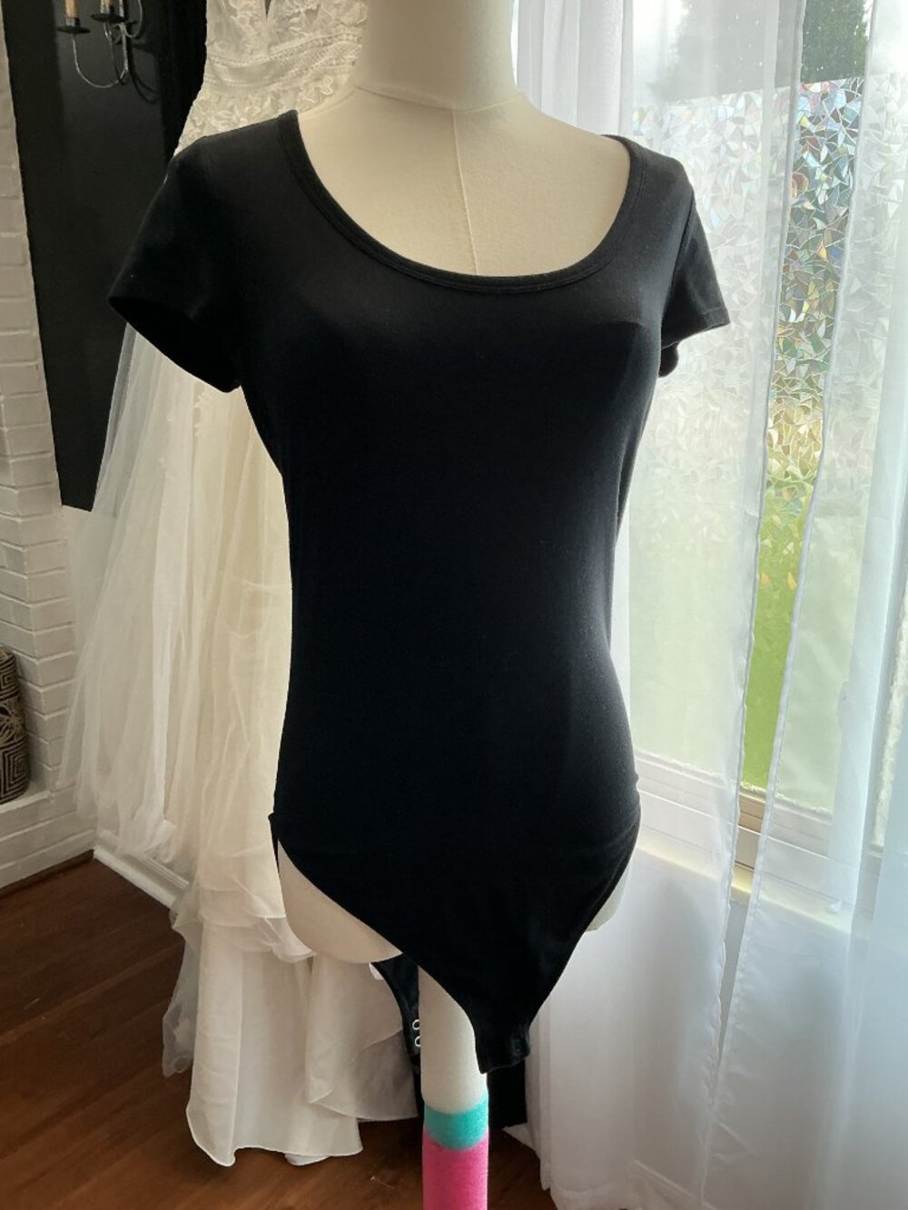 Old Navy Black Scoop Neck Short Sleeve Bodysuit Small Tall